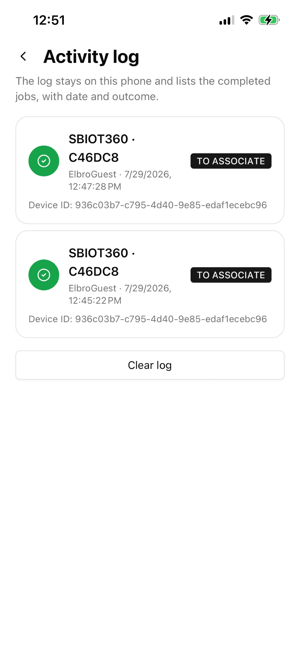 switchButler IoT Setup activity log with recently configured devices