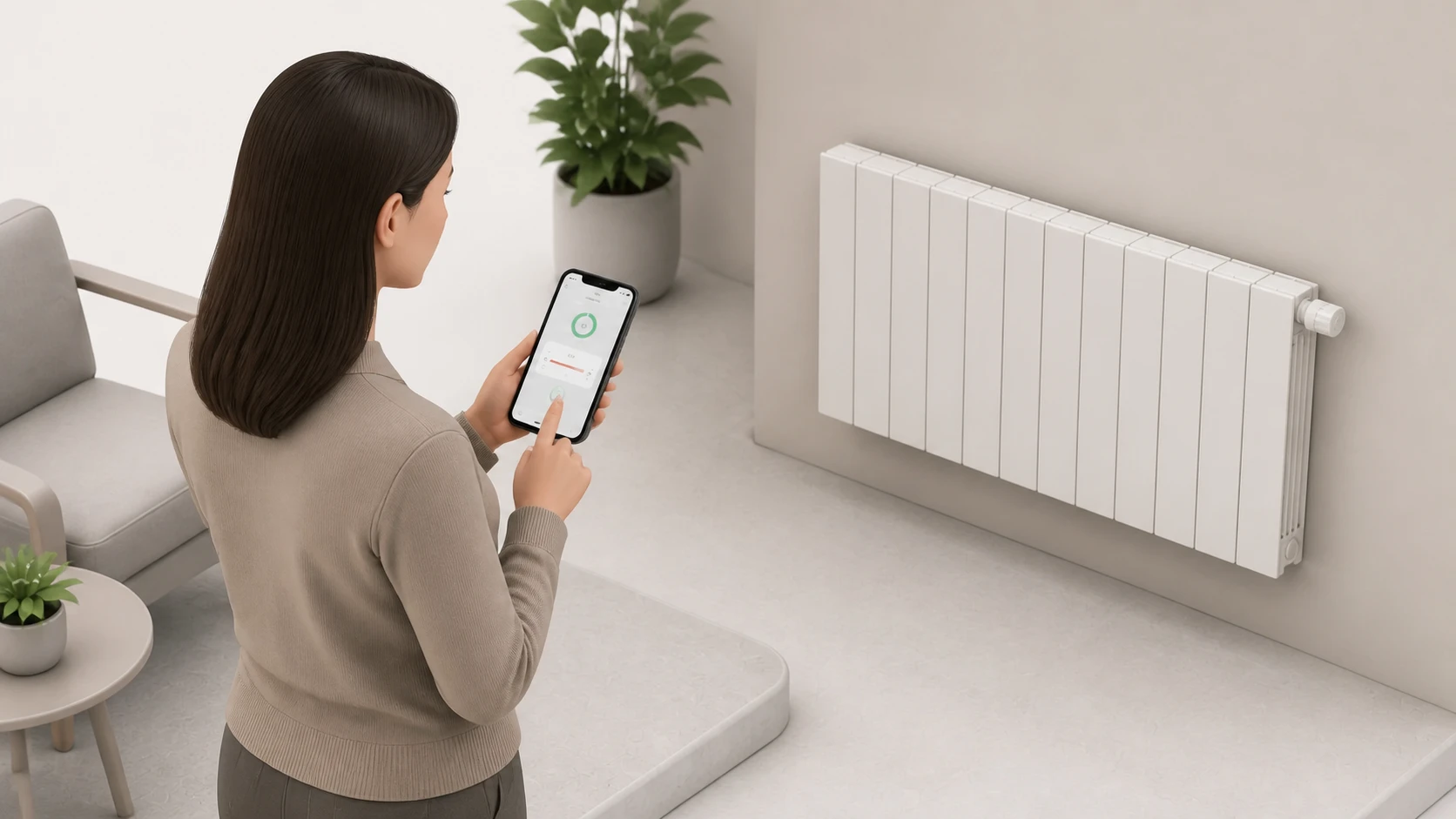 A customer using an assigned heating function in the switchButler IoT App.